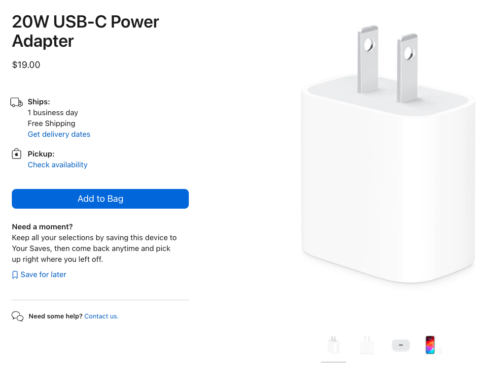 Buy 20W USB-C Power Adapter - Apple